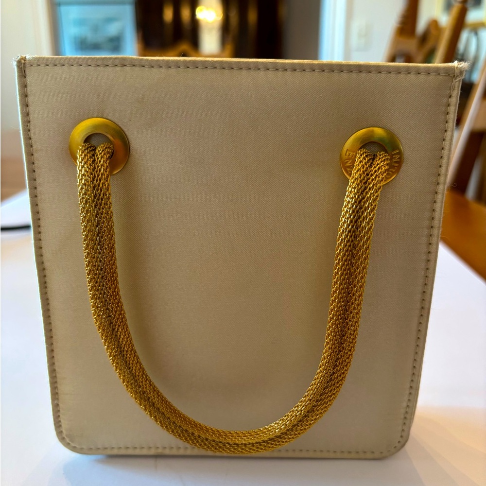 Enzo Angiolini Gold Sateen Special Occasion Mini Bag